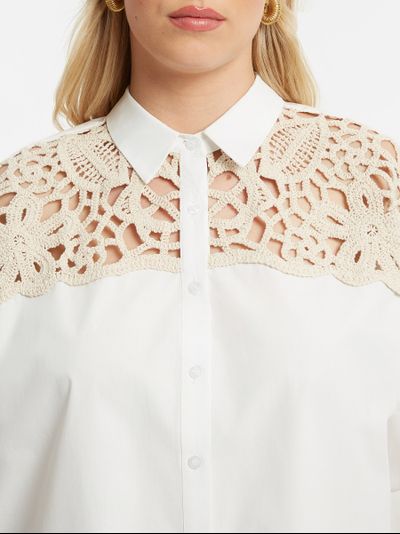 Рубашка с коротким рукавом и кружевом
