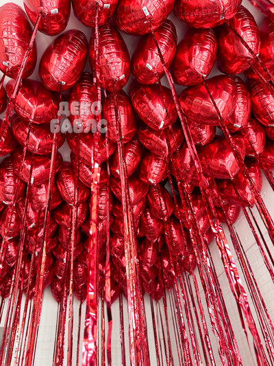 Стена из множества красных гелиевых сердец с золотыми буквами I Love You Троицк Новая Москва