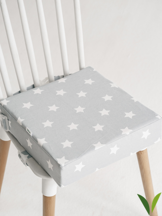 Бустер детский для стула, серый со звёздами