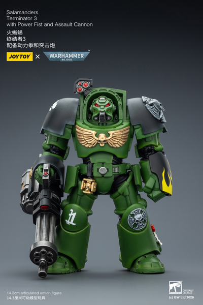 Терминатор Саламандр (Warhammer 40K) - КОЛЛЕКЦИОННАЯ ФИГУРКА 1/18 Salamanders Terminator with with Power Fist and Assault Cannon (JT03233) - JOYTOY