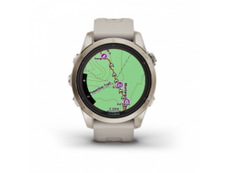 Умные часы Garmin Fenix 7S PRO Sapphire Solar золотистый корпус со светло-песочным ремешком