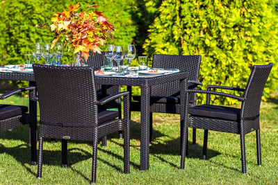 Обеденный комплект  MILANO черный на 6 персон