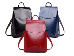 Рюкзак-сумка French из натуральной кожи + ПОДАРОК, Цвет: Бордовый, Черный, Синий, Платина, Красный, Белый, Серый, Изумрудный