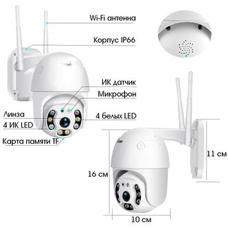 Видеокамера IP WI-FI Уличная Орбита OT-VNI24 Белая/Большая зона видимости/4хZoom