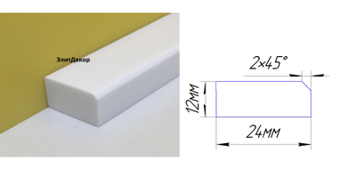 Акриловый плинтус бордюр на ванну Суперплинтус- СП013 (12х12х1800)