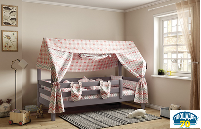 Балдахин для кровати с надстройкой Соня Зигзаг коралловый