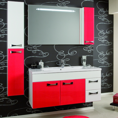 АКВАТОН. Зеркало "Диор 120" 1107-2.94 (PRA) правое, бело-бордовое