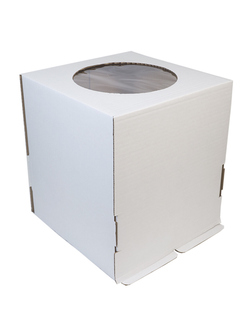 Коробка для торта с окном (Т23Е, белая), 240*240*300мм