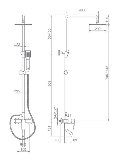 ДУШЕВАЯ СТОЙКА LEDEME L2443