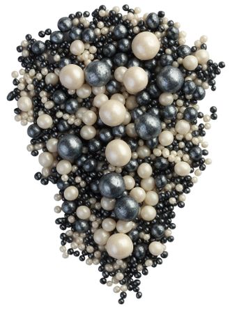 157 Драже зерновое взорванные зерна риса в цв. кондитерской глазури (Жемчуг серебро-черный)