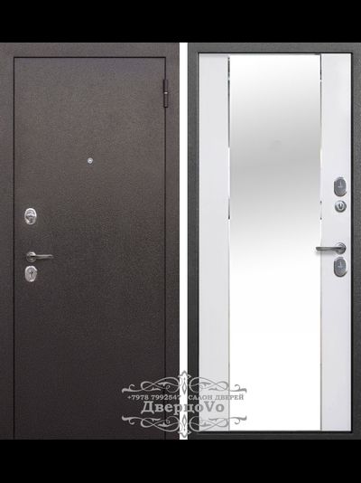 E-Trade.ТАЙГА 7 см. МЕДНЫЙ АНТИК/ ЭМАЛИТ БЕЛЫЙ-ЗЕРКАЛО с ФАЦЕТОМ