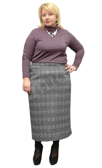 Элегантная теплая юбка БОЛЬШОГО размера Арт. 5149 (цвет серый) Размеры 54-84