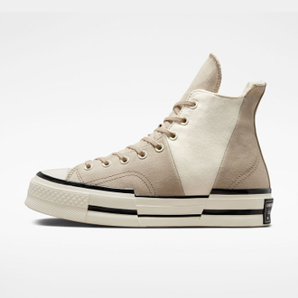 Кеды Converse Chuck 70 Plus Logo Collage бежевые на платформе