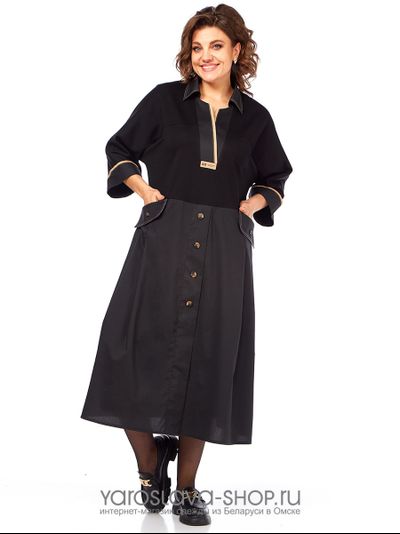 Элегантное женское платье А-силуэта в черном цвете