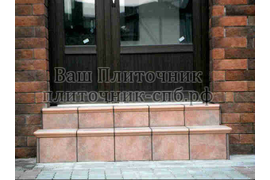 Облицовка фасада дома  и ступеней клинкерной плиткой.