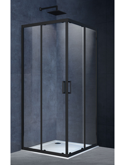 Душевой уголок Alpha VSS-3AL900CLB, 900*900, черный, стекло прозрачное