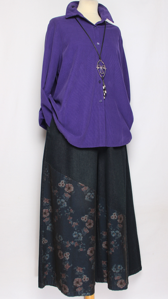 Рубашка вельветовая "Укороченная защип сзади" сиреневая р.46-54