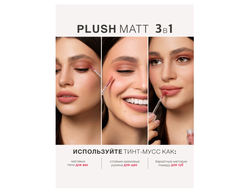 LuxVisage PLUSH MATT ТИНТ-МУСС для губ, щёк и век  3,6г