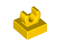 Tile, Modified 1 x 1 with Open O Clip, Yellow (15712 / 6071270 / 6116726 / 6348056)