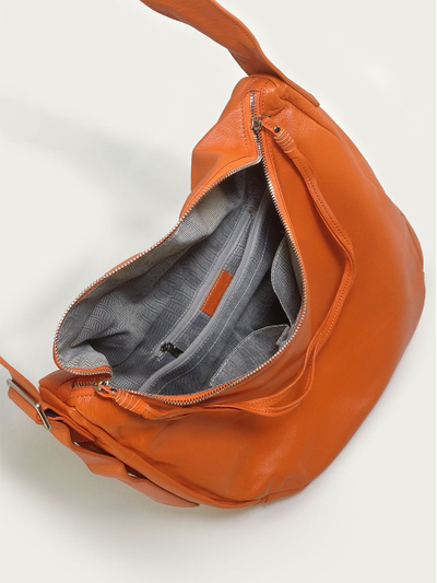 (АРТИКУЛ: 10071/1) СУМКА БОЛЬШАЯ, НАТУРАЛЬНАЯ КОЖА, ЯРКО-ОРАНЖЕВАЯ, ШИРОКИЙ РЕМЕНЬ ЧЕРЕЗ ПЛЕЧО