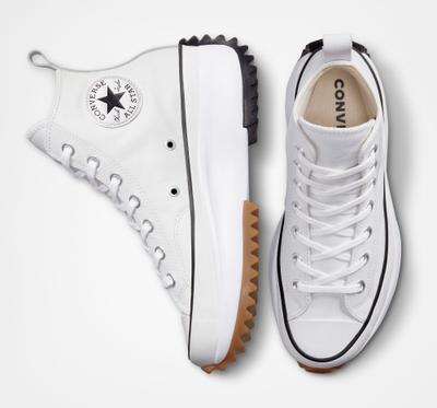 Кожаные кеды Converse Run Star Hike белые высокие на платформе A04293C фото