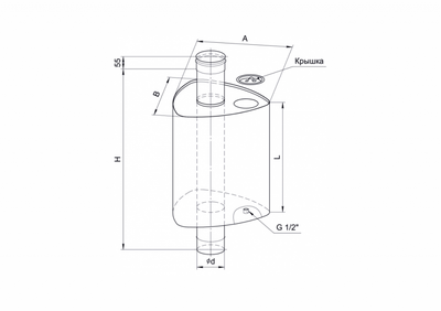 Бак Каспий треугольный на трубе 51л D=115 Ferrum