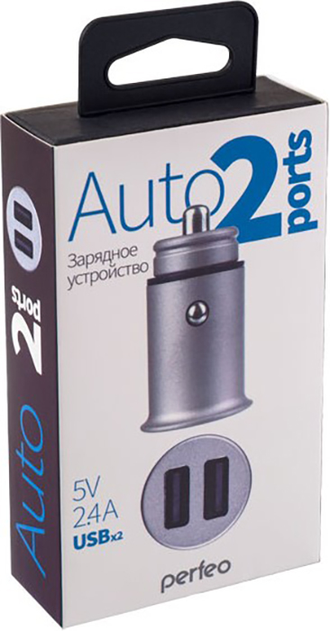 Автомобильное зарядное устройство Perfeo AUTO 2, USB, 2x2.4А, (розовый)