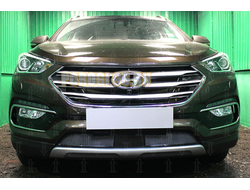 Защита радиатора Hyundai Santa Fe 2015-2018 с датчиком ACC black PREMIUM