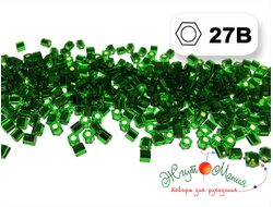 0027B Silver-Lined Grass Green / Прозрачный зелёный с серебряной линией внутри