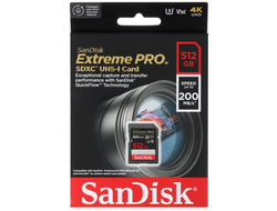 Карта памяти SanDisk SD Extreme Pro U3 4K V30 R200 W90 (SDSDXXD-512G-GN4IN)