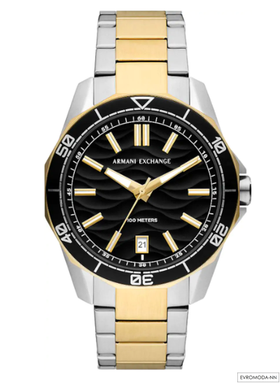 Часы мужские Armani Exchange AX1956, Армани Эксчендж. Черный круглый циферблат, браслет стальной