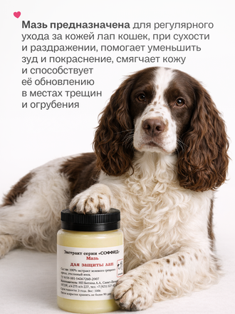 МАЗЬ ДЛЯ ЗАЩИТЫ ЛАП ДЛЯ СОБАК, 100 ГР.