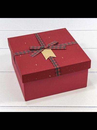 Коробка подарочная с бантом (красная), 17*17*8см