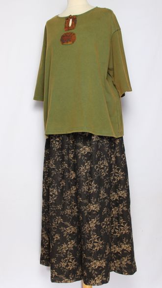 Джемпер ХЛОПОК "Цветной разрез винтаж" хаки, шоколад до р.54