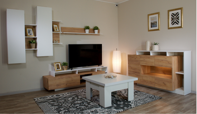 Гостиная Невио-2, дуб крафт золотой, белый