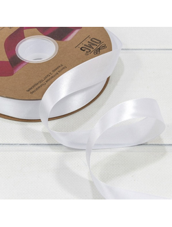 Лента атласная полиэстер 25мм (01, белая), 91,4м
