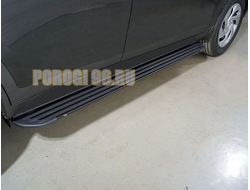 Пороги алюминиевые "Slim Line Black" 1820 мм ТСС для Haval DARGO 2022-