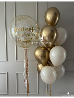 Баблс шар золото конфетти со связкой