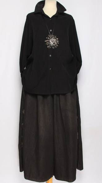 Рубашка вельветовая "Укороченная защип сзади" черная р.46-54