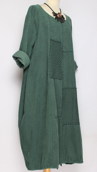 Платье Бохо вельветовое "Сетка трикотажная спинка" малахит до р.56