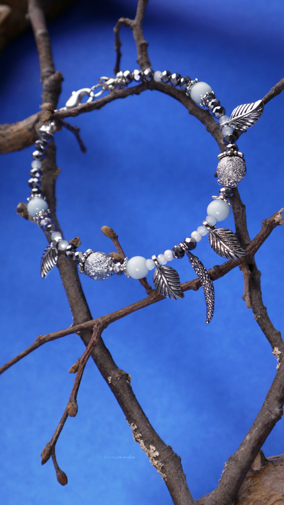 Нежный браслет с кошачьим глазом "Серебряная осень"