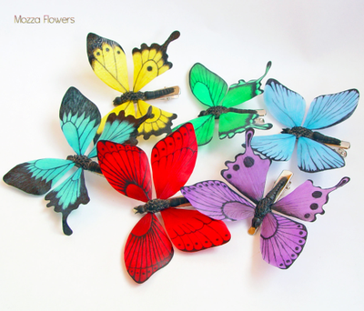 Заколки "Разноцветные бабочки".