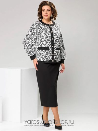 Модель: 2606.Стильный костюм в деловом стиле, состоящий из жакета и юбки