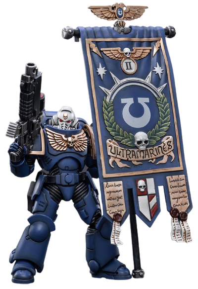 Ультрамарин Примарис знаменосец (Warhammer 40k) - КОЛЛЕКЦИОННАЯ ФИГУРКА 1/18 scale Primaris Ancient Posca (JT2498) - JOYTOY