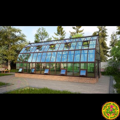 Базовая комплектация теплицы из стекла и алюминия “Леонардо XL” размером 5000 х 10000 мм