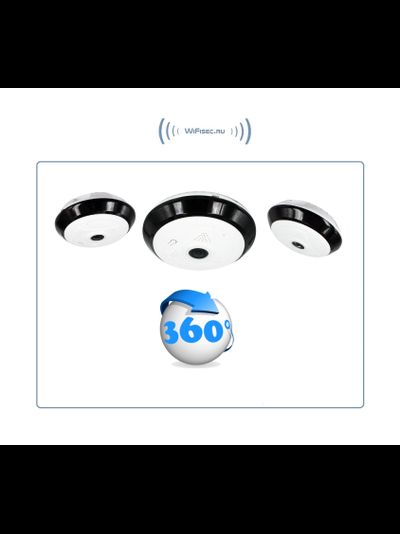 Потолочная/настенная WiFi видеокамера панорамная с DVR (fish_ufo2_B), 960P HD (360EyeS)