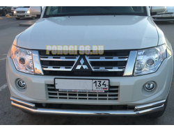 Защита переднего бампера с изгибами d76/42 для Mitsubishi Pajero IV (2006-2017)