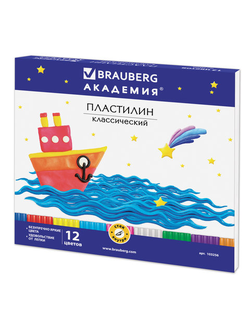 Пластилин классический BRAUBERG, 12 цветов, 240 г, со стеком, картонная упаковка, 103256