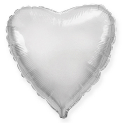 Воздушный шар фольгированный "СЕРДЦЕ" СЕРЕБРО 45 СМ