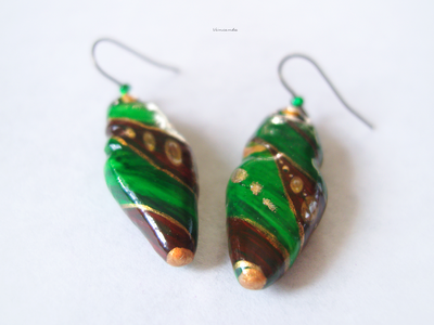 "Шивали, весенняя принцесса", серьги-капли из фарфора